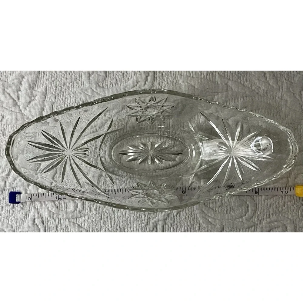 Vtg Anchor Hocking EAPG Star of‎ David Banana Split Gondola Scalloped Glass Bowl